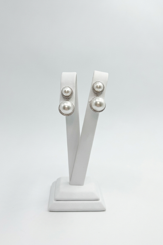 Double Pearl Drop Earrings