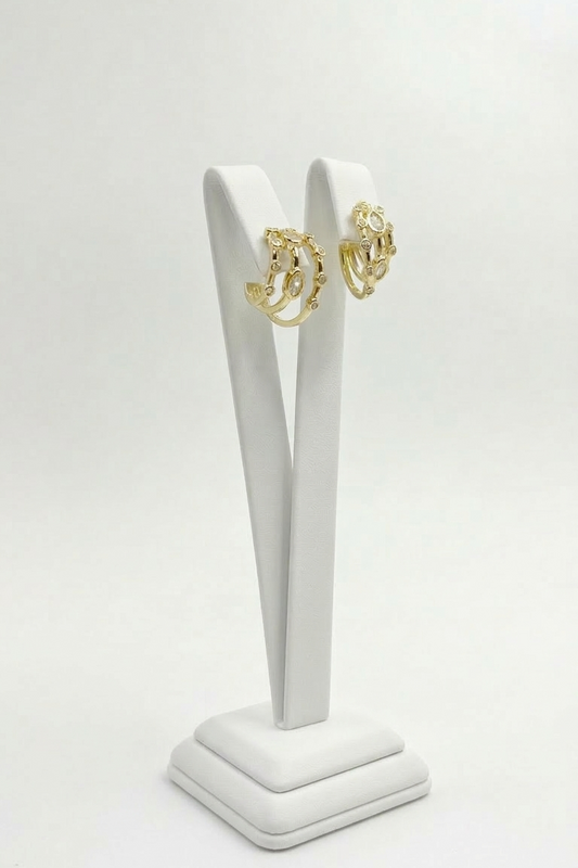 Elegant Stone Hoop Earrings