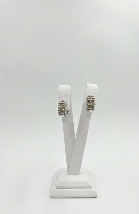Zircon Strip Silver-Colored Earrings