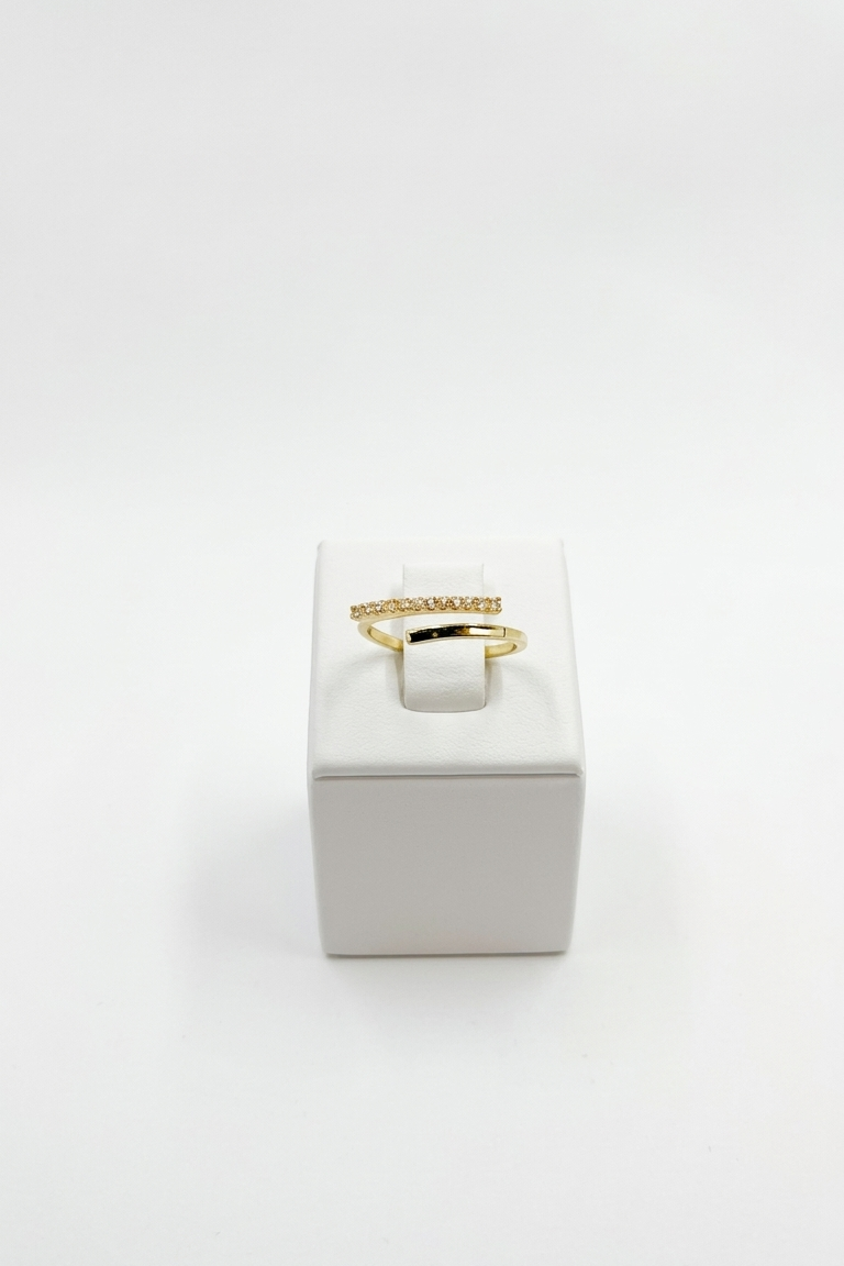 Gold-Colored Double Row Ring