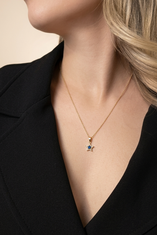Blue Stone Star Necklace