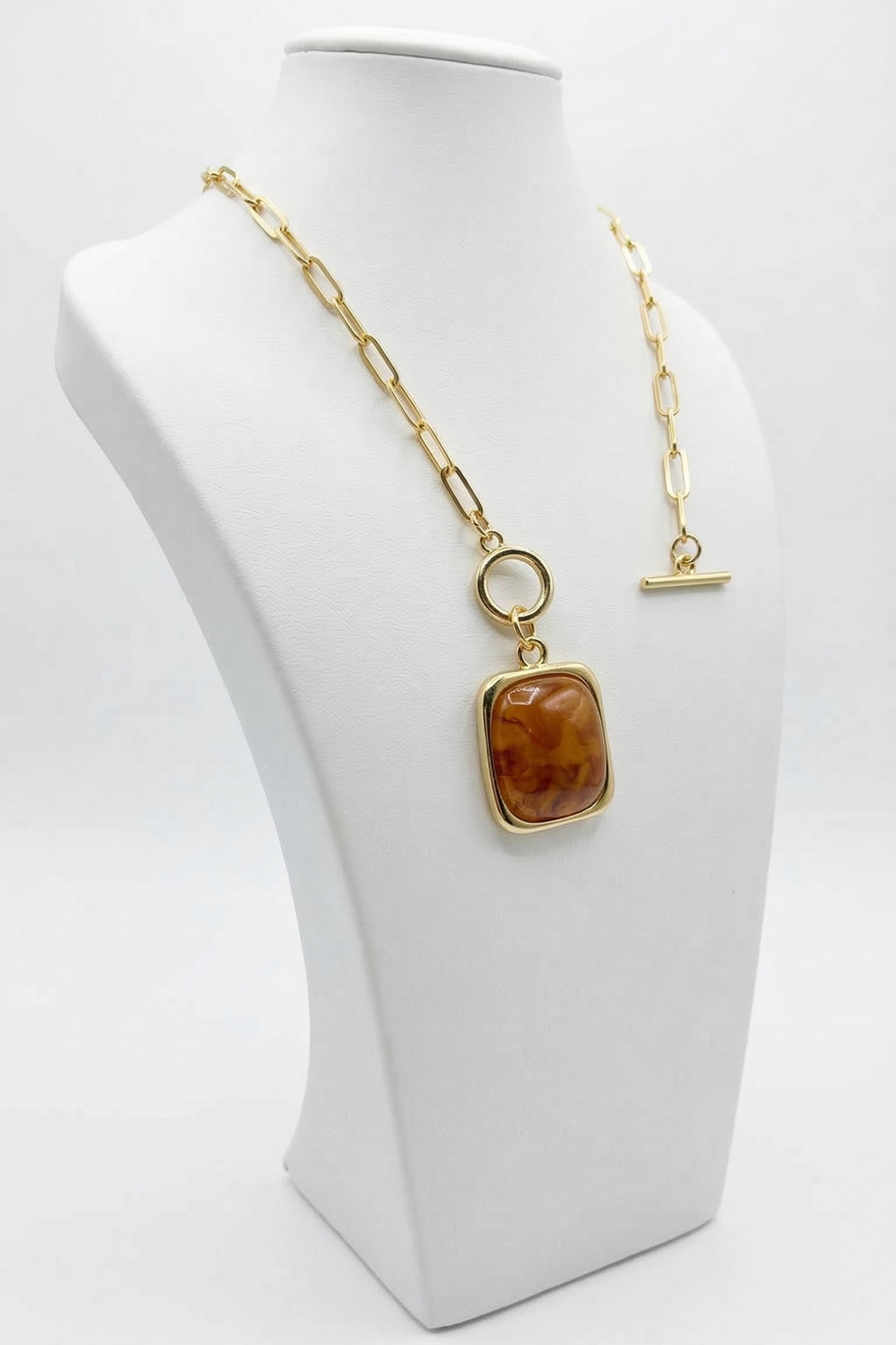 Amber Stone Chain Necklace