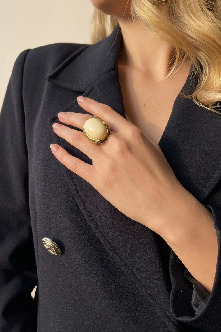 Gold Oval Stone Ring