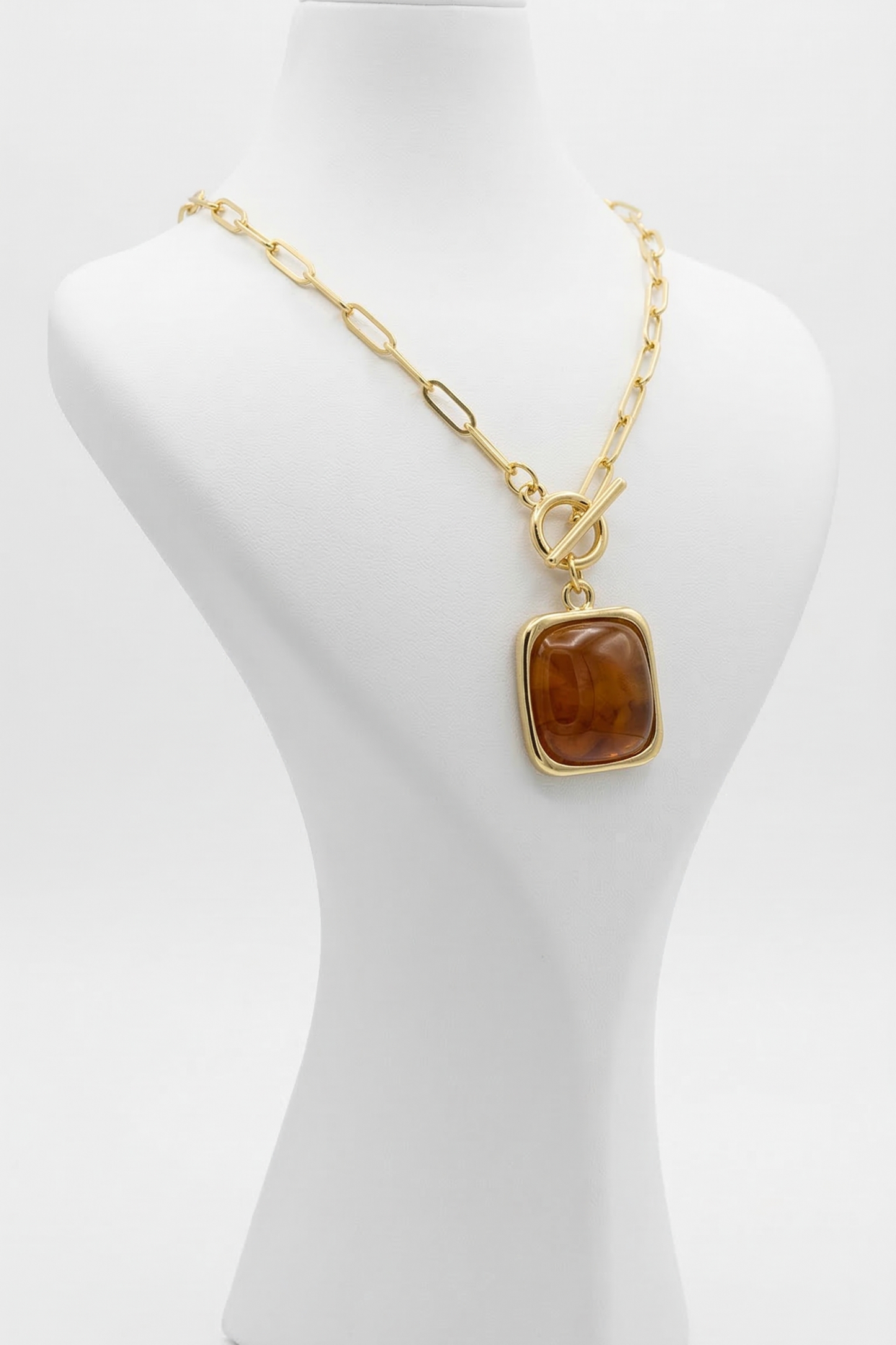 Amber Stone Chain Necklace