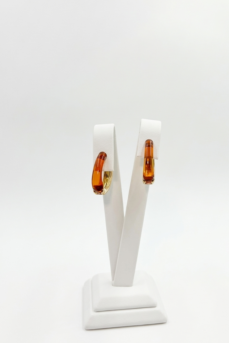 Amber Gold Renkli İkili Küpe