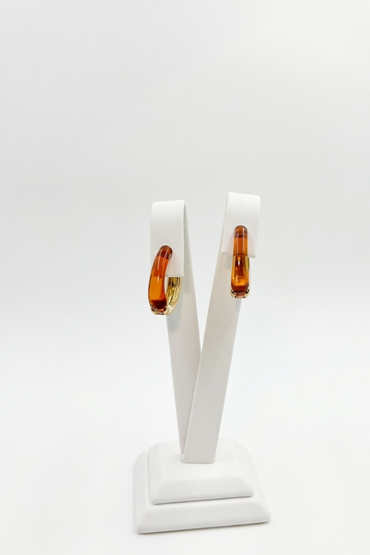 Amber Gold Renkli İkili Küpe